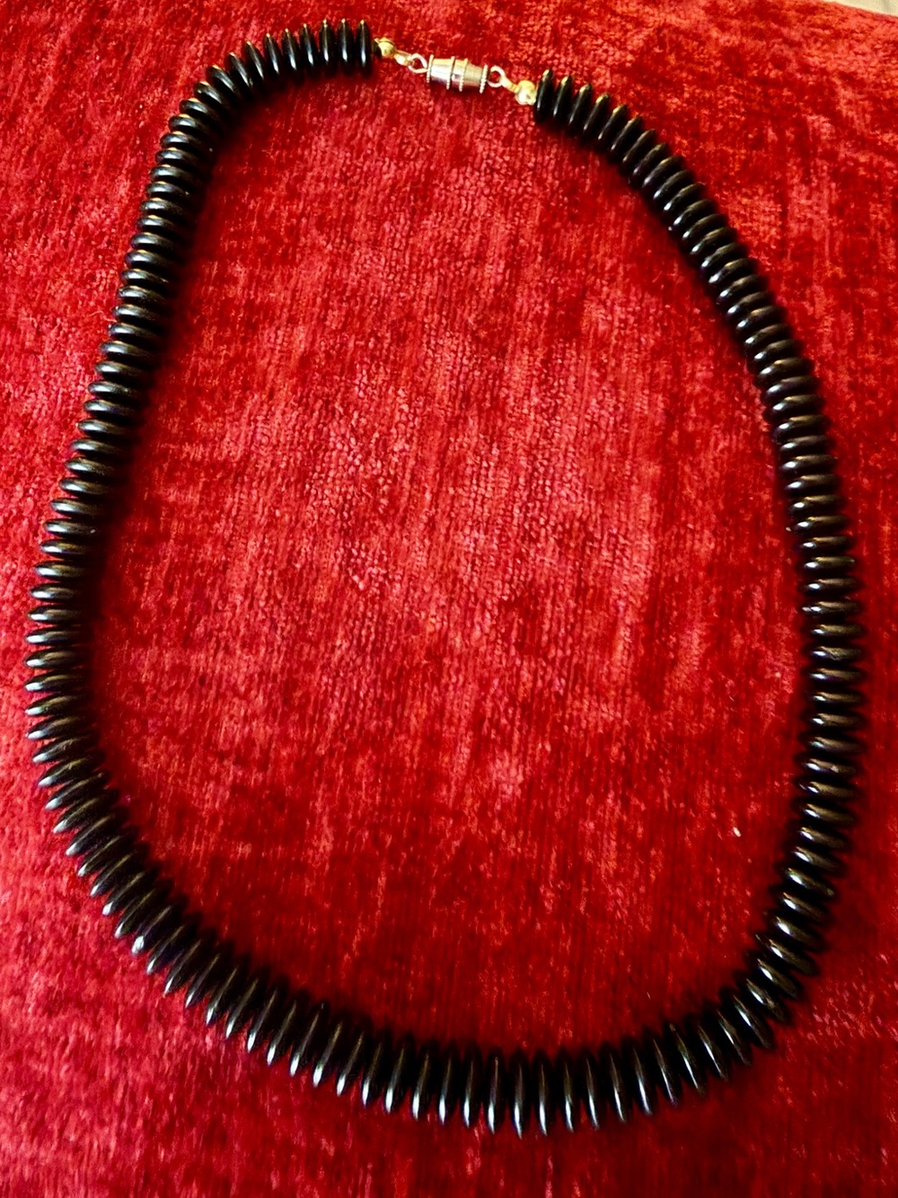 Black Beaded Coil Necklace